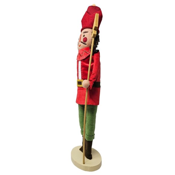 Simple Fabric Red Soldier Christmas 18" Nutcracker with Pike - Picture 3 of 5
